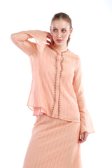 Embellished Front-Detail Flared Sleeve Shirt