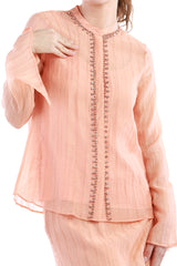 Embellished Front-Detail Flared Sleeve Shirt