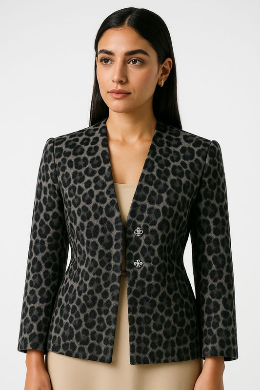 Leopard-Print Tailored Jacket - Montania Shop
