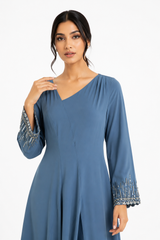 Embellished Cuff Flowing Maxi Dress