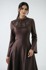 Elegant Embellished Yoke Maxi Dress