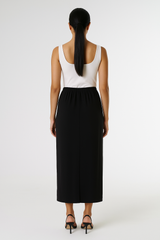 Draped Knot Midi Skirt