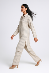 Wide-Leg Pants with Thread Details