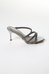 Women's Evening Heeled Sandals with Elegant Crystal Straps