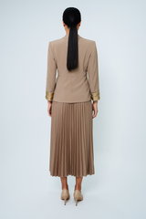 Pleated Maxi Dress with Embellished Blazer-Style Jacket