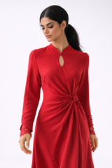 Twist-Detail Flared Maxi Dress