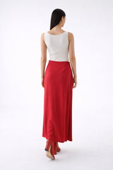 Asymmetric Gathered Maxi Skirt