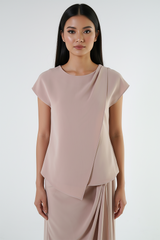Asymmetric Overlay Cap-Sleeve Top