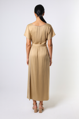 تنورة ماكسي شبه ملفوفة مزينة بجهتين مع رباط خصر