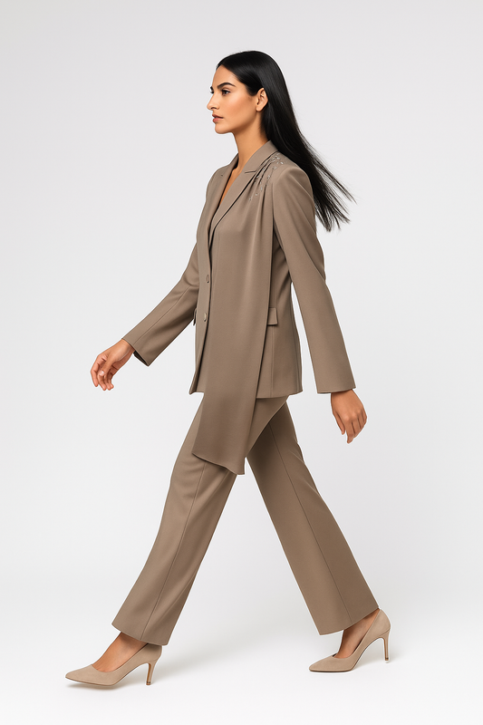 Elegant Wide-Leg Pants with Satin Side Detail