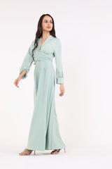 Flowy V-Neck Maxi Dress with Elegant Details