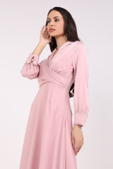 Flowy V-Neck Maxi Dress with Elegant Details