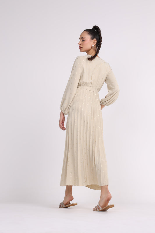 2406184-فستان ماكسي بتفاصيل رقائق ذهبية