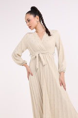 2406184-فستان ماكسي بتفاصيل رقائق ذهبية