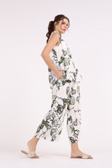 بنطلون متعدد الألوان بطبعات زهور كبيرة