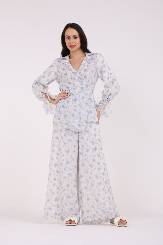 Soft Floral Wide-Leg Pants with Elastic Waistband