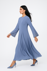 Elegant Maxi Dress with Crystal-Embellished Sleeves