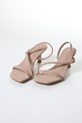 Minimalist Nude Strap Sandals – Square Toe Mid Heels