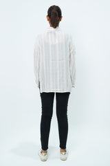 قميص مخطط مزين بحاشية عالية منخفضة