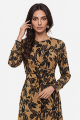 Floral Print Draped-Waist A-Line Maxi Dress