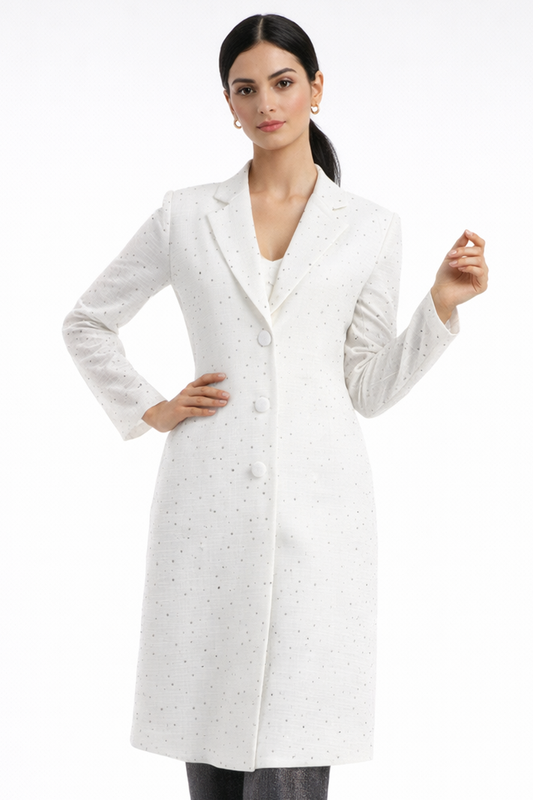 Tailored Longline Jacket with Subtle Sparkle Finish