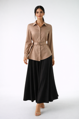Belted Tailored Cotton Shirt - Montania Shop