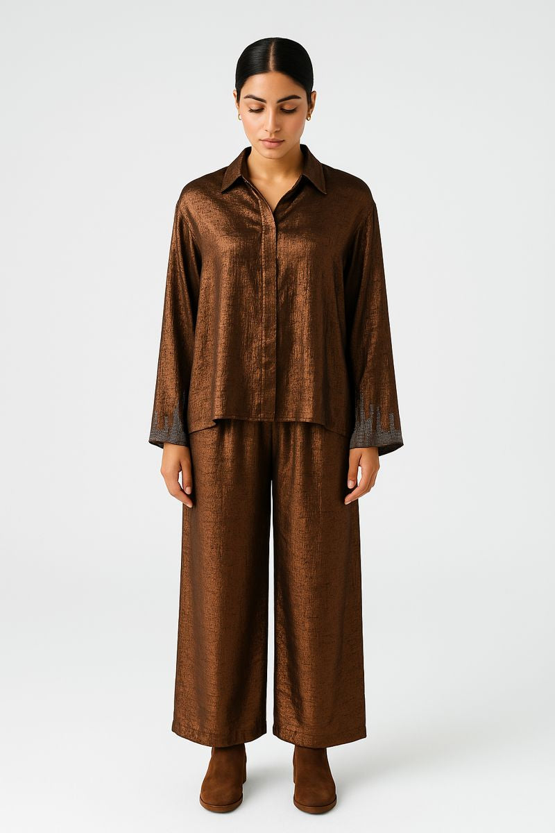 Metallic Finish Relaxed Shirt - Montania Shop
