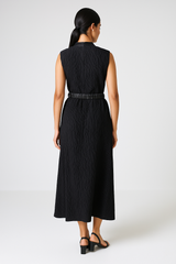 كيمونو مطبوع بياقة جلد صناعي