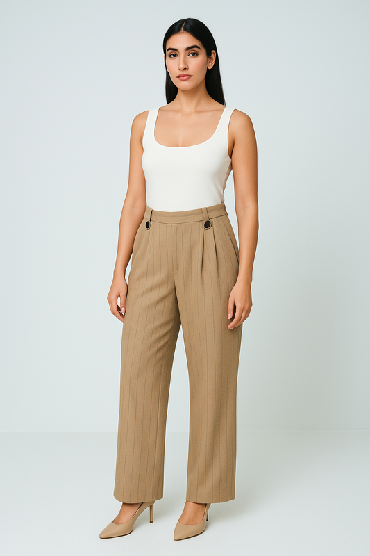 Pinstripe Wide-Leg Pants