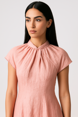 Gathered Neck Midi Dress