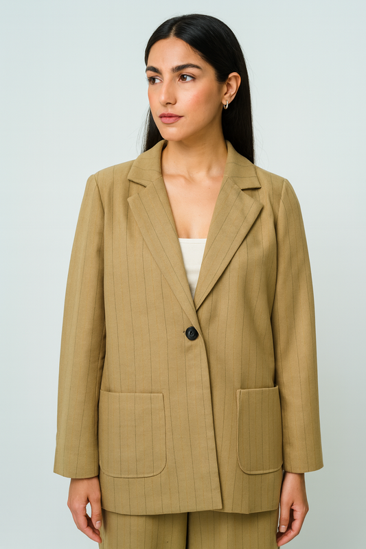 Pinstripe Single-Breasted Blazer