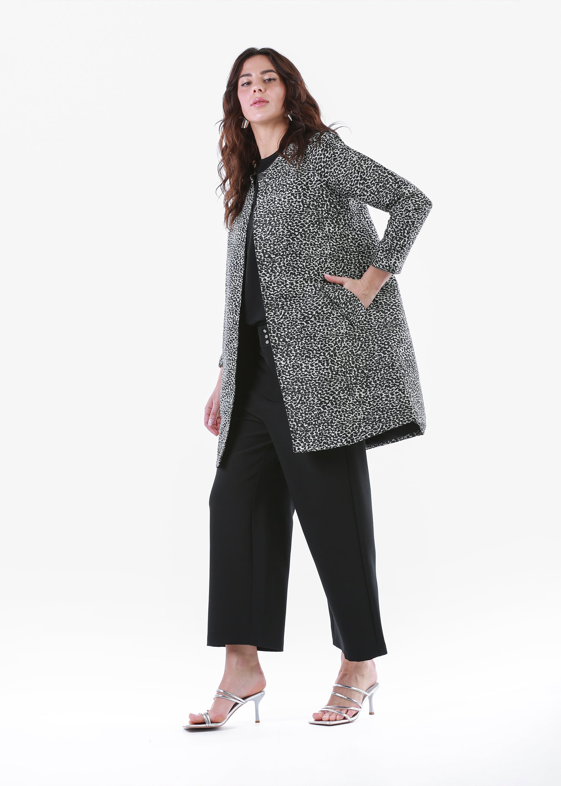 2333008- Printed Jacquard Jacket - Montania Shop