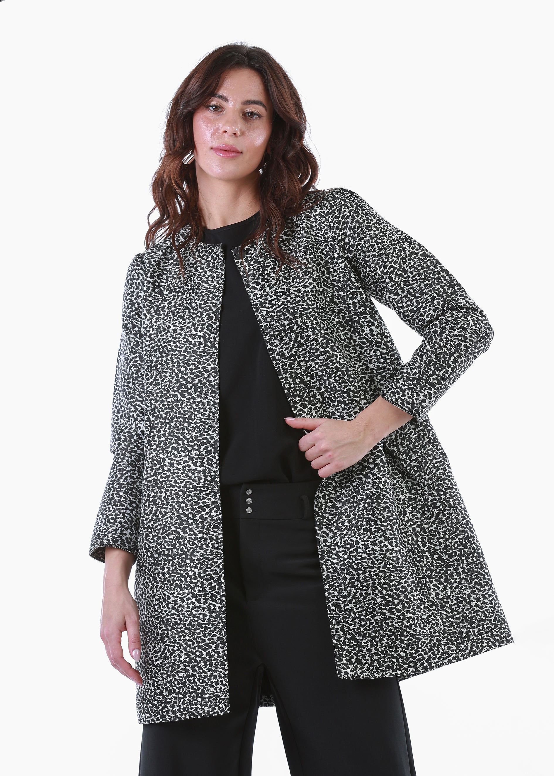 2333008- Printed Jacquard Jacket - Montania Shop