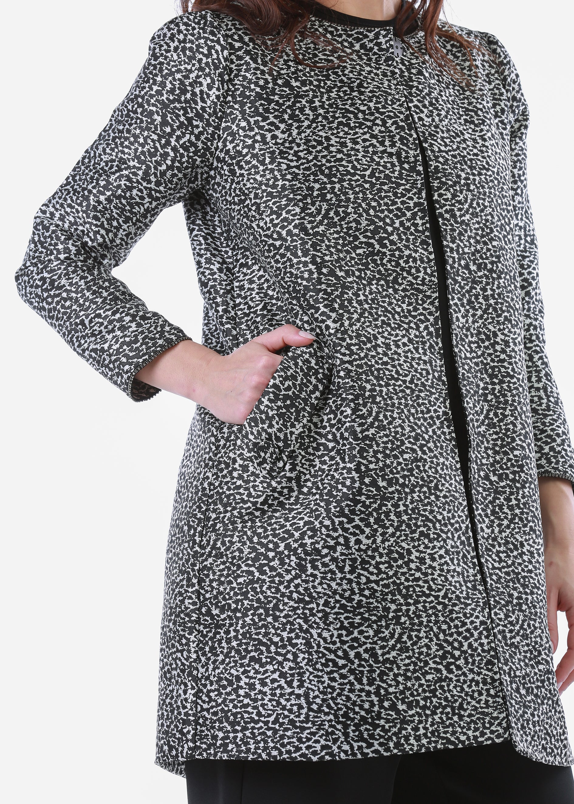 2333008- Printed Jacquard Jacket - Montania Shop