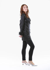 2306200-Long Sleeve Top with Feather Cuff Detail - Montania Shop