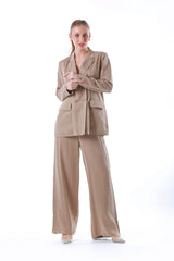 2304204-Wide Leg Pants with Pockets and Zip Closure - Montania Shop