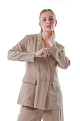 2303201-Double Breasted Casual Blazer - Montania Shop