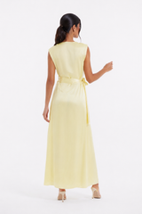 Satin Wrap-Effect Dress with Side Tie