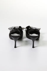 Crystal Bow Satin Slingback Heels – Elegant Glamour