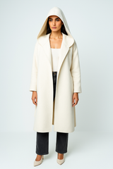 Women’s Hooded Wrap Coat with Belt