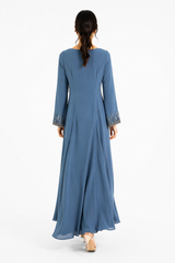 Embellished Cuff Flowing Maxi Dress