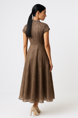 Gathered Neck Midi Dress