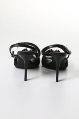 Ruched Satin Heels with Metal Ring – Elegant Open-Toe Sandals