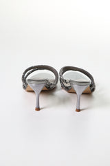 Women's Evening Heeled Sandals with Elegant Crystal Straps