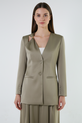 Structured Tailored Jacket with Signature Pin Detail