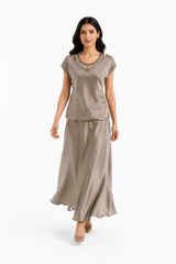 Layali Satin Embellished Layered Top - Montania Shop
