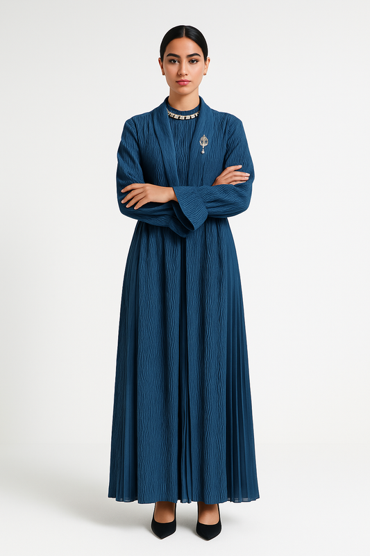 Textured 2-Piece Maxi Set (Sleeveless Dress + Mixed-Fabric Cardigan)