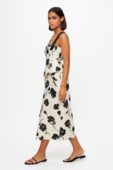 تنورة ميدي بقصة A-Line بطبعة زهور