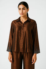 Metallic Finish Relaxed Shirt - Montania Shop