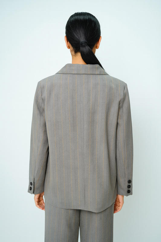 Pinstripe Single-Breasted Blazer